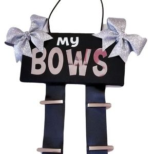 Cheer Bows Black Silver Holographic Glitter Holder